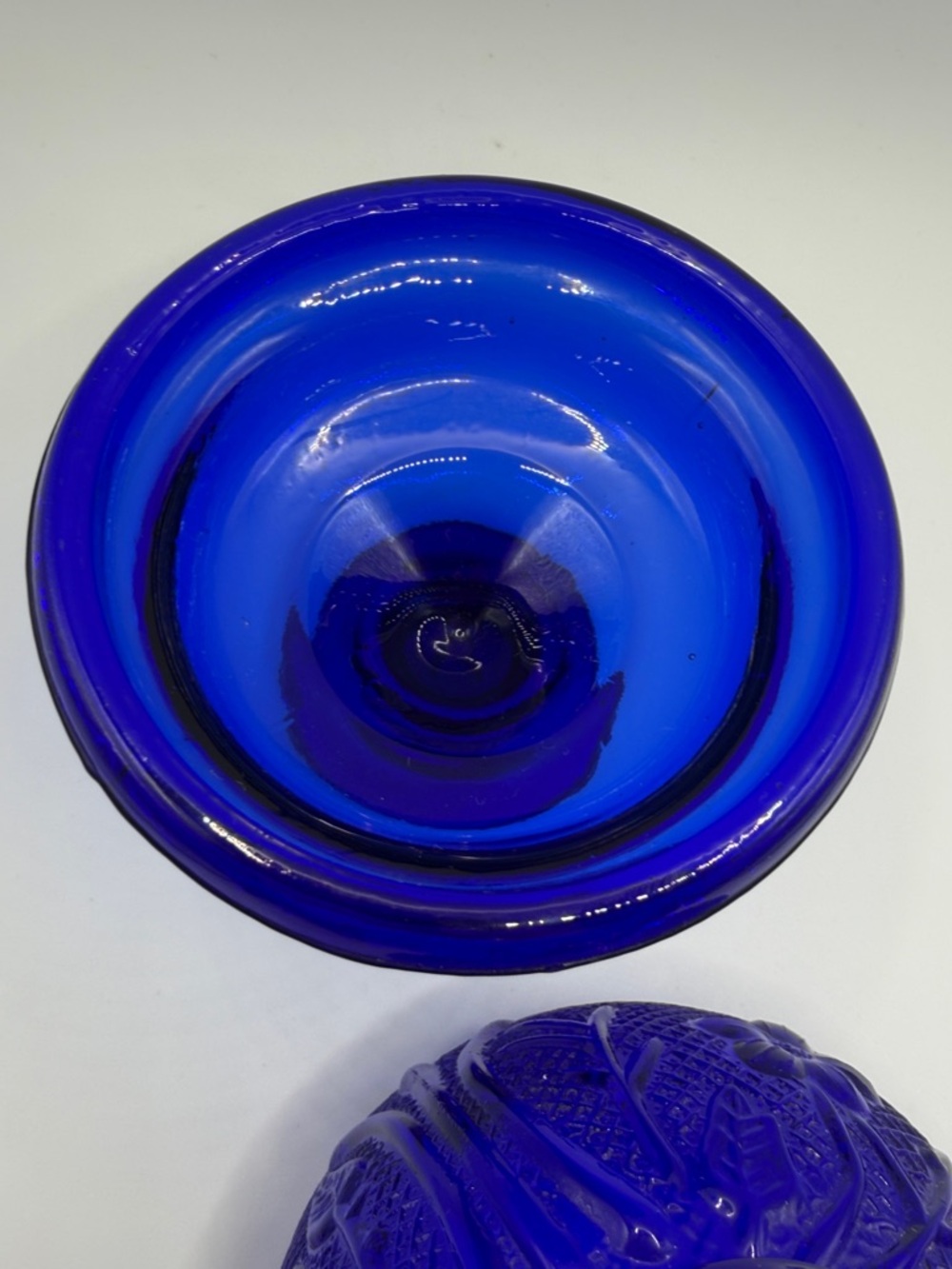 Vintage Cobalt Floral Glass Pedestal Fairy Light Fairy Lamp Candle Holder Decor - Picture 14 of 17